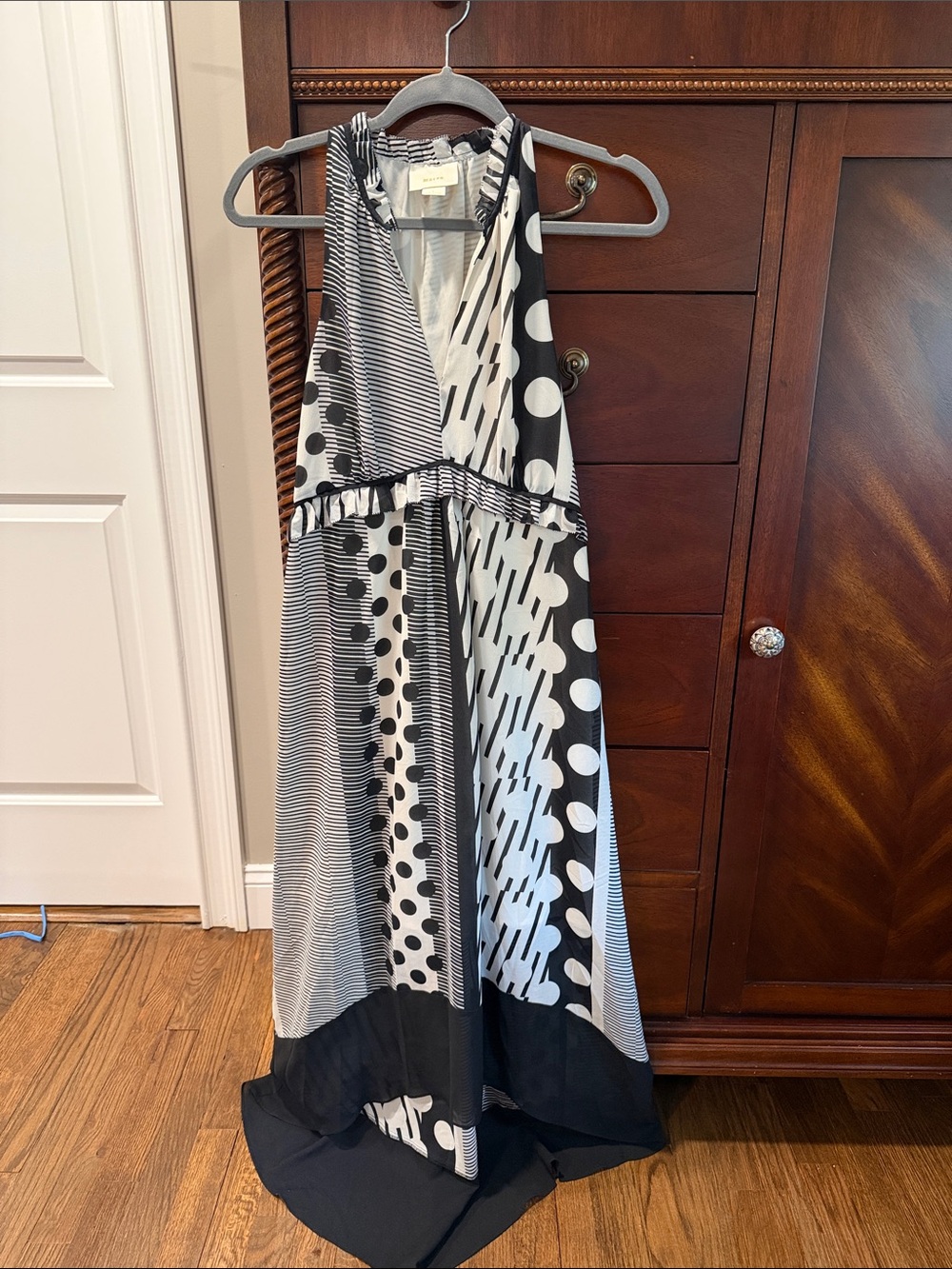 Maeve Black and White Patterned Maxi Dress